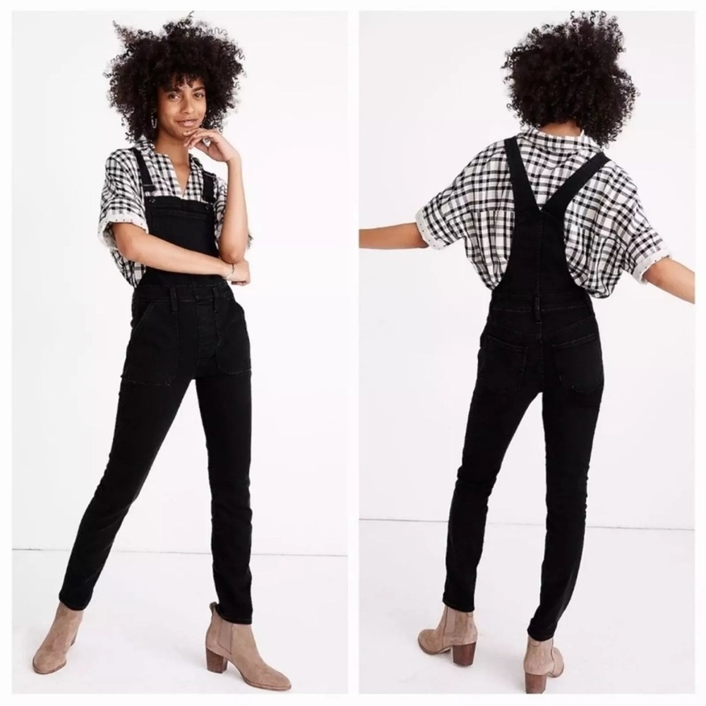 ABERCROMBIE & FITCH Skinny Overalls in Black Women’s Denim Side Zip Size 25